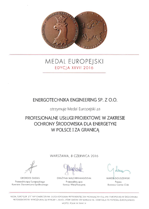 Medal europejski - 2016